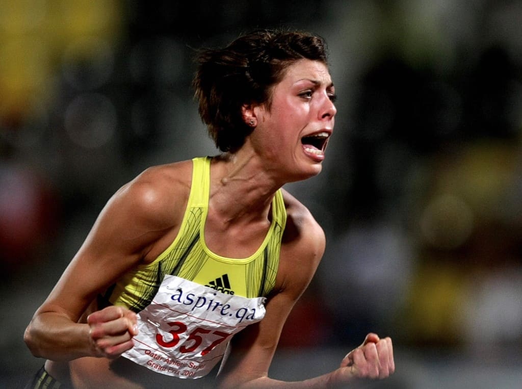 Blanka Vlasic of Croatia screams after clearing 2.05m to win the high jump competition at the Qatar Super Grand Prix in Doha on May 08, 2009. Vlasic clinched a new tournament record but failed to break her own personal best of 2.07m or set a new world record of 2.10m. AFP PHOTO/MARWAN NAAMANI (Photo credit should read MARWAN NAAMANI/AFP/Getty Images)